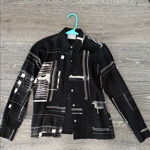 Liz Claiborne Petite Black Blouse with Contrast Stitching